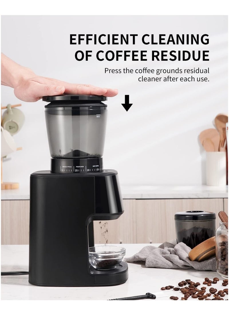 Dxmocos Conical Burr Coffee Grinder with Digital Timer Display, Electric Coffee Bean Grinder with 31 Precise Settings for Espresso/Drip/Pour Over/Cold Brew/French Press, Matte Black
