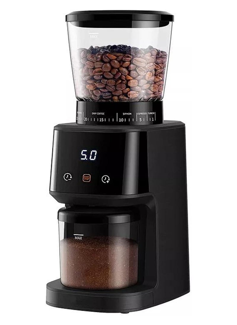Dxmocos Conical Burr Coffee Grinder with Digital Timer Display, Electric Coffee Bean Grinder with 31 Precise Settings for Espresso/Drip/Pour Over/Cold Brew/French Press, Matte Black