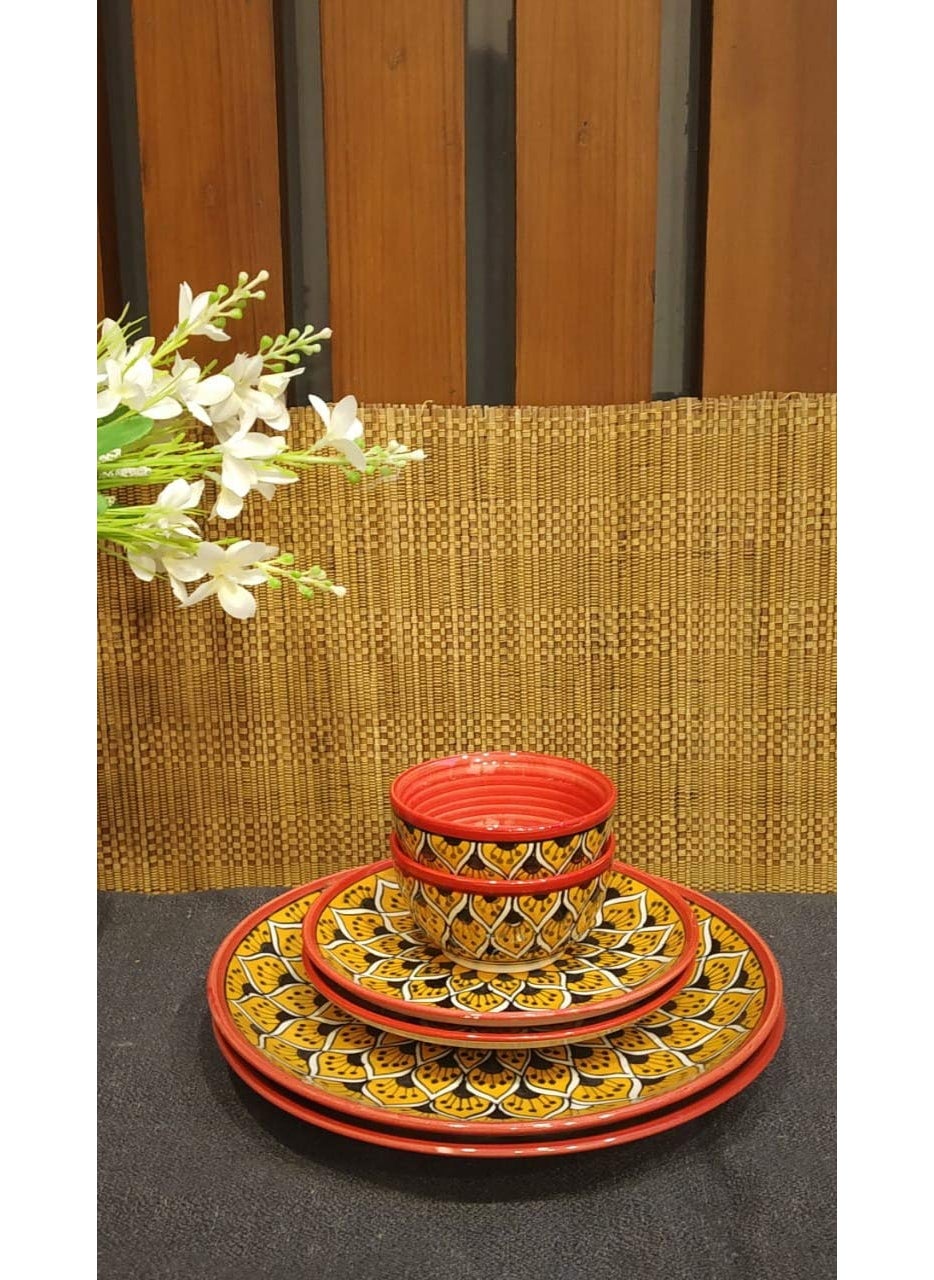 Caffeine Caffeine Ceramic Handmade Orange Morocco Combo Dinner Set (6 pcs.)  - Image 1