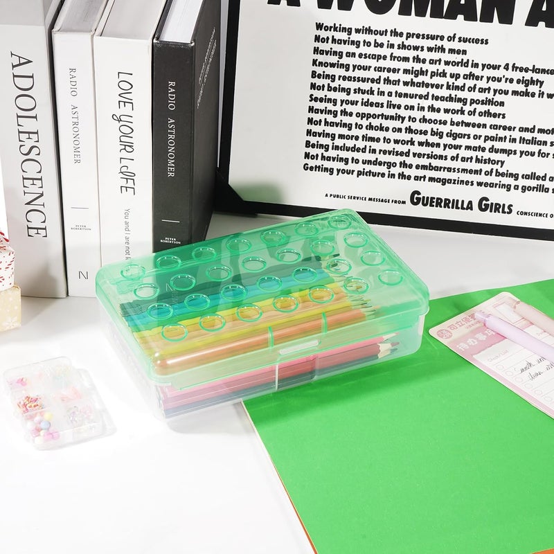 HUTUDD Plastic Pencil Box, Large Pencil Case, Clear Pencil Boxes with Snap-tight Lid, Hard Crayon Box Storage Marker Organizer Containers for Boys Girls Adults School Office Supplies (Clear Green) - Image 5