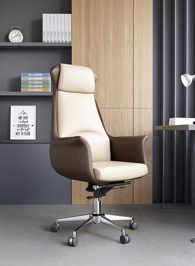 رافين كرسي مكتب كمبيوتر تنفيذي مريح متعدد الوظائف، دوار عالي الظهر من الجلد، بطانة سميكة، كرسي مريح للرئيس مع مسند للرأس ودعم للخشب، كرسي مكتب قابل للتحريك وقابل للتعديل للمنزل والمكتب 53x53x134 سم - Image 1