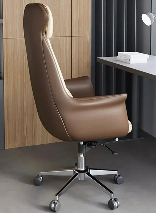 رافين كرسي مكتب كمبيوتر تنفيذي مريح متعدد الوظائف، دوار عالي الظهر من الجلد، بطانة سميكة، كرسي مريح للرئيس مع مسند للرأس ودعم للخشب، كرسي مكتب قابل للتحريك وقابل للتعديل للمنزل والمكتب 53x53x134 سم - Image 2