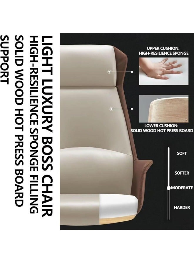 رافين كرسي مكتب كمبيوتر تنفيذي مريح متعدد الوظائف، دوار عالي الظهر من الجلد، بطانة سميكة، كرسي مريح للرئيس مع مسند للرأس ودعم للخشب، كرسي مكتب قابل للتحريك وقابل للتعديل للمنزل والمكتب 53x53x134 سم - Image 4