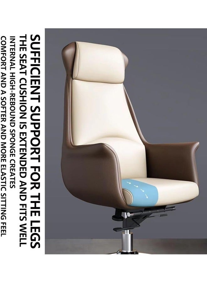 رافين كرسي مكتب كمبيوتر تنفيذي مريح متعدد الوظائف، دوار عالي الظهر من الجلد، بطانة سميكة، كرسي مريح للرئيس مع مسند للرأس ودعم للخشب، كرسي مكتب قابل للتحريك وقابل للتعديل للمنزل والمكتب 53x53x134 سم - Image 5
