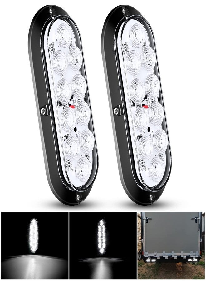 Nilight 6 Inch Oval White LED Trailer Tail Lights Surface Mount 2PCS 10 LEDs Waterproof Reverse Back Up Trailers Lighting for Truck RV Boat Bus Lorry Camper Van Caravan - Image 1