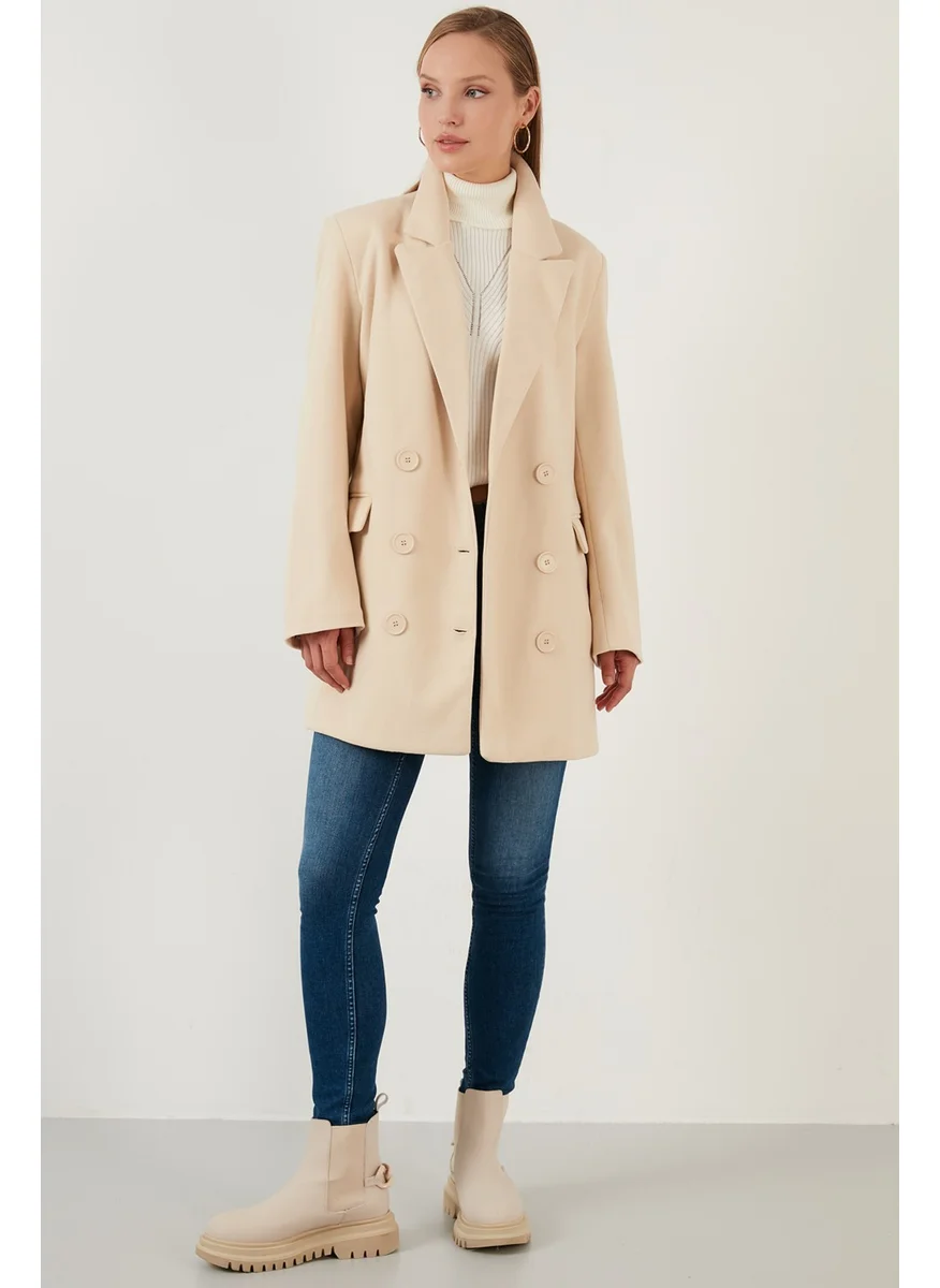Lela Oversize Double Buttoned Long Coat with Pockets Women's Coat 6230058