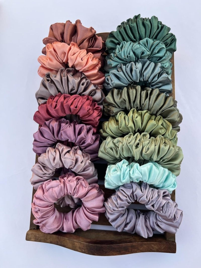 Happyscrunchies Premium Satin Scrunchies AntiHairBreakage Hair Ties Scrunchies Set For Girls Women Best Gift For Sister Mom Friend Random Colours 15 pieces small size - Image 1