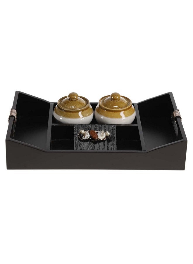 COCKTAIL Designer Wooden MDF Achaar Dining Organizer Multiuse Cutlery Holder Napkin Stand Tissue Slot Compact Rotating Spoon Fork Stand-Brown/Gold (Aachar Trey) - Image 3