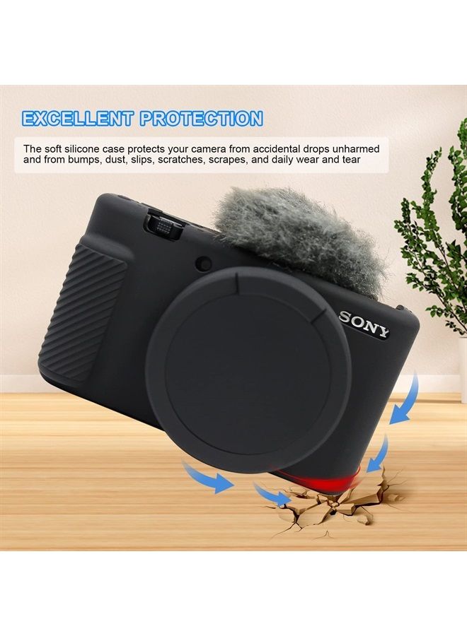 Camera Case for Sony ZV-1 Camera Removable Lens Cover,Anti-Scratch Silicone Soft Camera Case Compatible with Sony ZV-1 ZV1 Camera(Pink)