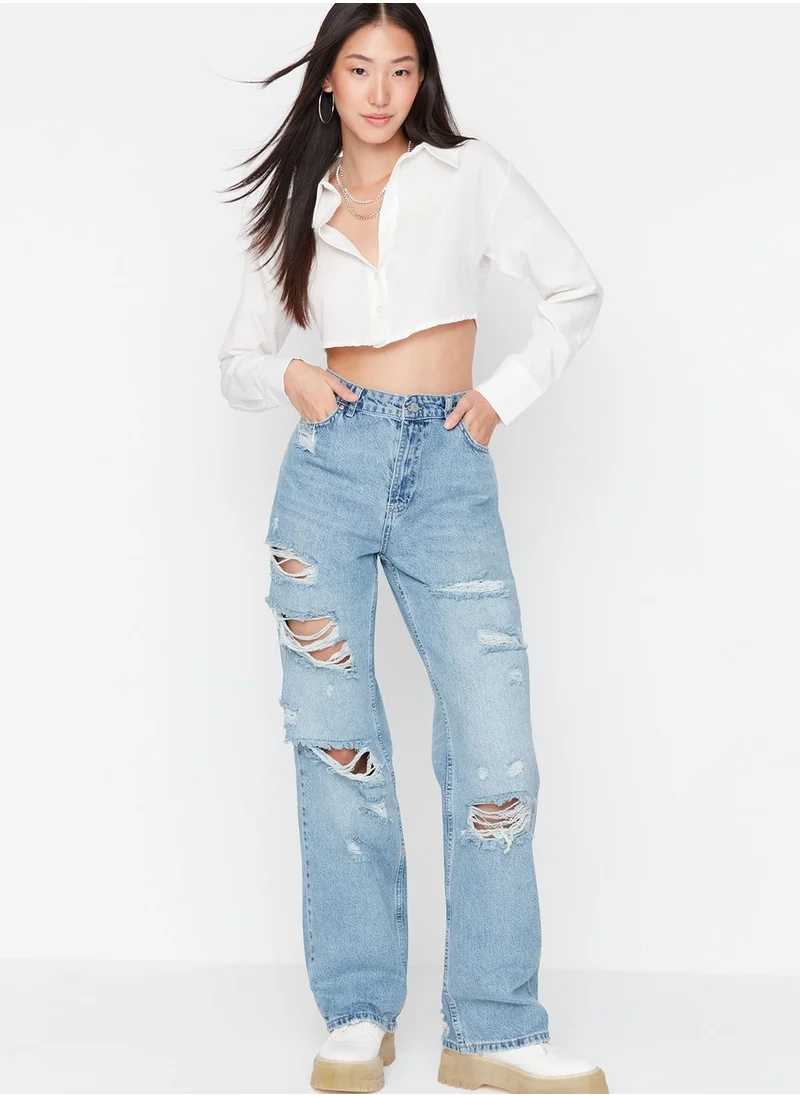 trendyol Wide Leg Ripped Jeans