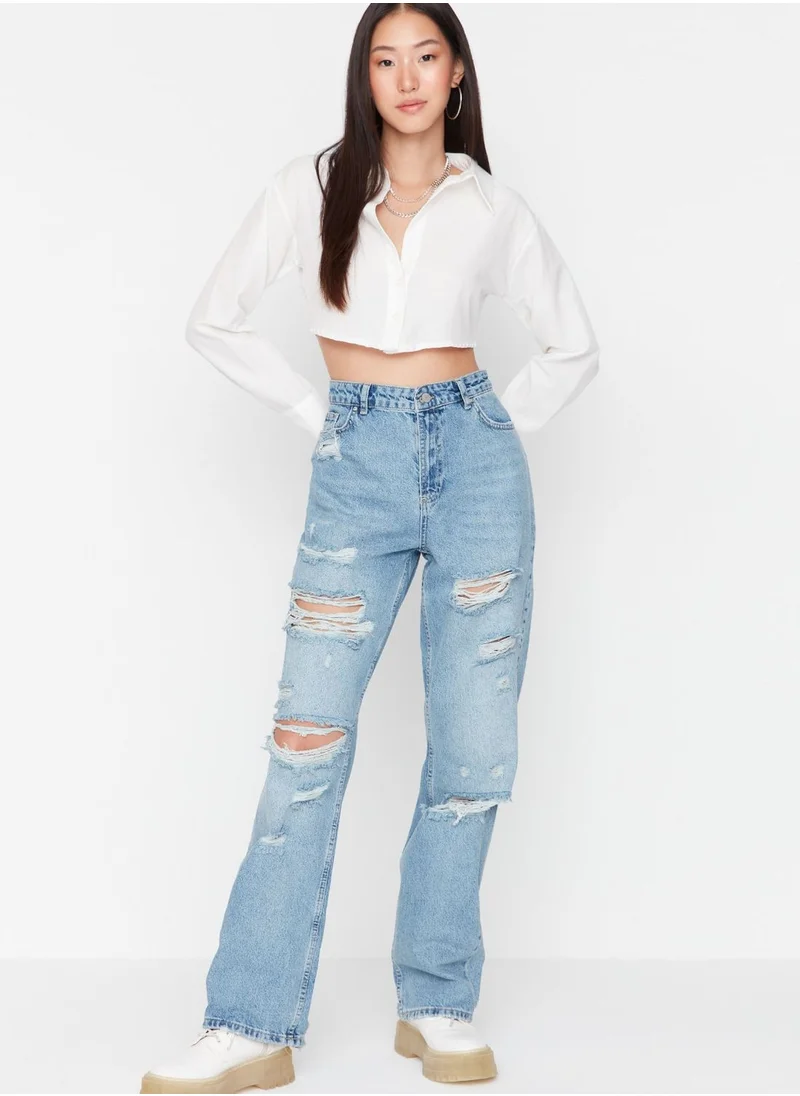 trendyol Wide Leg Ripped Jeans