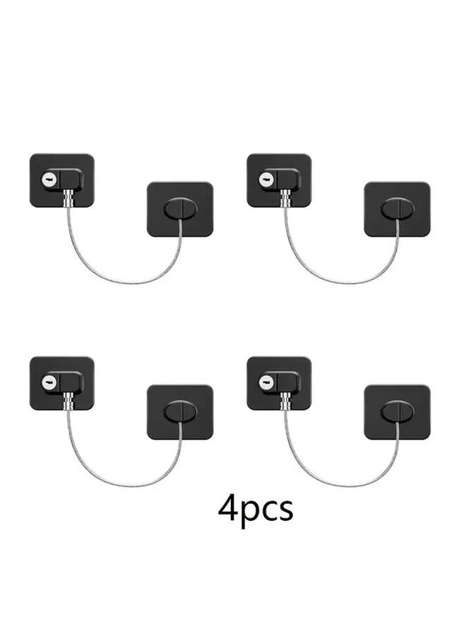4Pcs Portable Safety Lock High Rise Window Sliding Door Black Plastic Metal - Image 1