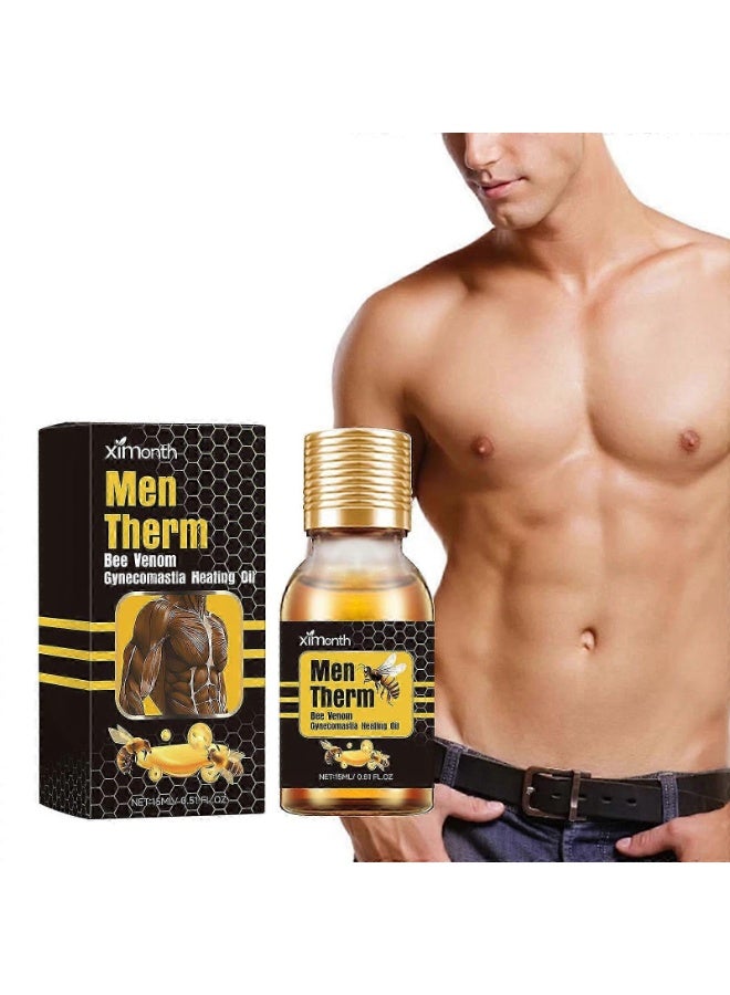 ximonth Men Therm Bee Venom Gynecomastia Heating Oil, Advanced Warming Massage Oil for Men, Lightweight Non-Greasy Formula, Supports Chest Firming and Skin Conditioning, 15ml - Image 3
