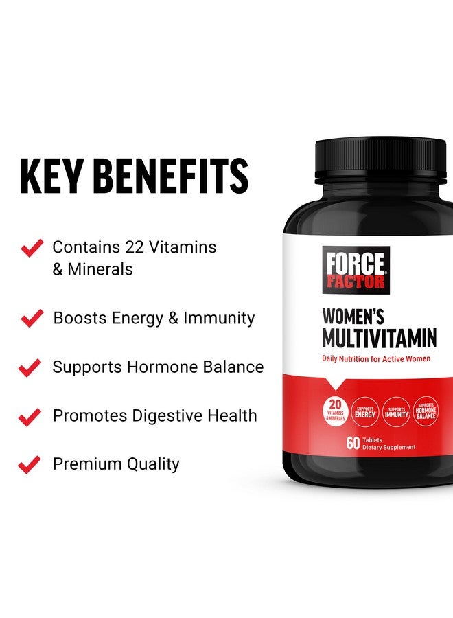 فوريس فاكتور فورس فاكتور فيتامينات متعددة للنساء، فيتامينات متعددة للنساء لدعم توازن الهرمونات والطاقة والمناعة وصحة الأمعاء، مع 20 فيتامين ومعادن، وأشواغاندا، وعفة، وأكثر من ذلك، 60 قرصًا - Image 2