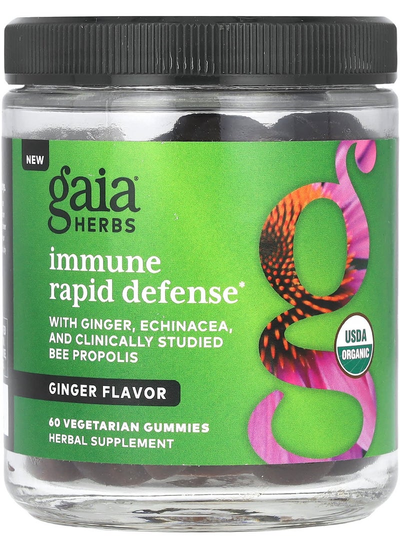 Gaia Herbs Immune Rapid Defense, Ginger, 60 Vegetarian Gummies 
