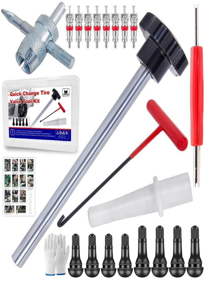 Richcat 51025 Quick Tire Valve Change Tool for Cars,Tire Valve Stem Core Quickly Replacement Tool Kit,Perfect Tool for Replacing Leaky Valves in Cars,ATVs,Trucks, etc.with TR413/TR414 - Image 1