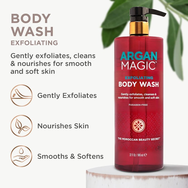 ARGAN MAGIC غسول الجسم المقشر من أرجان ماجيك - يقشر وينظف ويغذي ويرطب لنعومة البشرة مع حمض اللاكتيك وحمض الجليكوليك وزيت الأرجان - لطيف وخالي من البارابين - 32 أونصة - Image 3