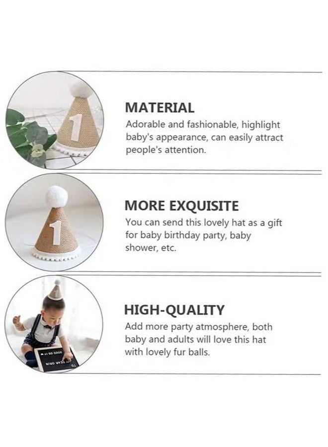 واي جيه قبعة عيد الميلاد الأولى للأطفال، قبعة عيد ميلاد، رباط رأس قابل للتعديل وناعم، قبعات مخروطية للاحتفال وتزيين عيد الميلاد، قبعة زخرفية من الكتان، إكسسوارات حفلات للأطفال للبنات والأولاد - Image 2
