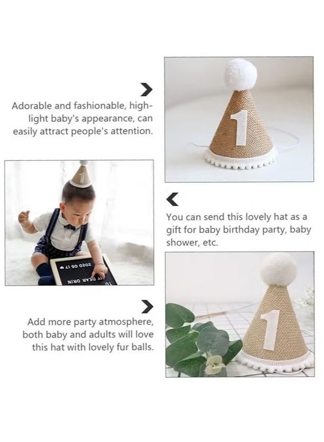 واي جيه قبعة عيد الميلاد الأولى للأطفال، قبعة عيد ميلاد، رباط رأس قابل للتعديل وناعم، قبعات مخروطية للاحتفال وتزيين عيد الميلاد، قبعة زخرفية من الكتان، إكسسوارات حفلات للأطفال للبنات والأولاد - Image 3