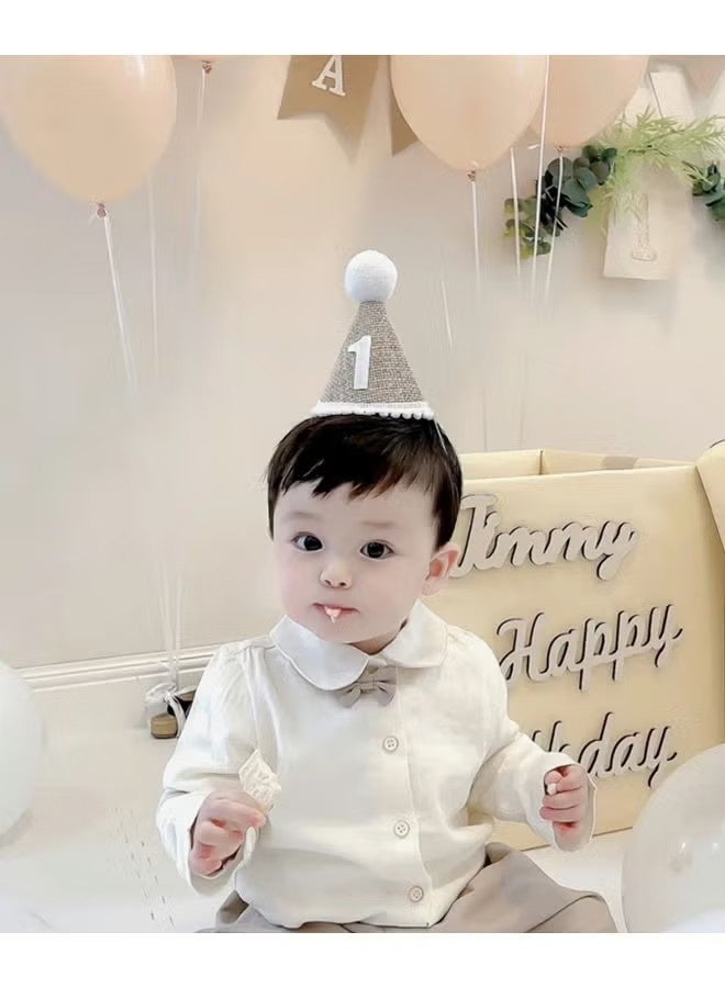 واي جيه قبعة عيد الميلاد الأولى للأطفال، قبعة عيد ميلاد، رباط رأس قابل للتعديل وناعم، قبعات مخروطية للاحتفال وتزيين عيد الميلاد، قبعة زخرفية من الكتان، إكسسوارات حفلات للأطفال للبنات والأولاد - Image 4