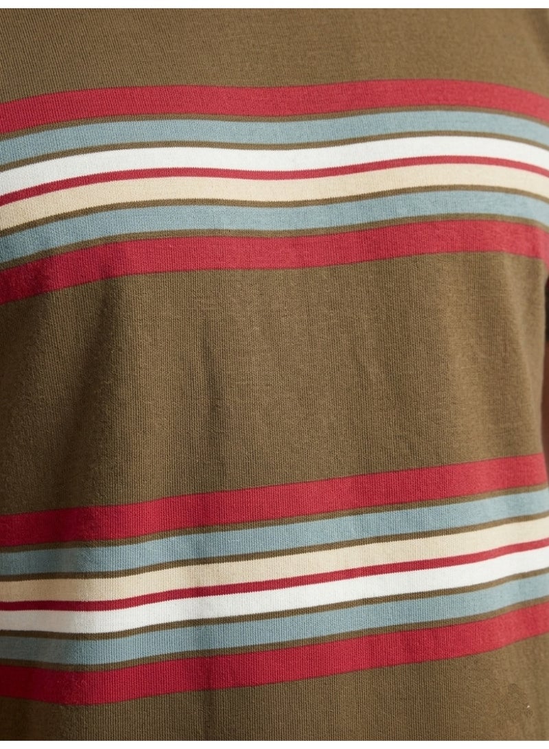 Blend Men's Cotton Short Sleeve Crew Neck Striped T-Shirt - Image 3