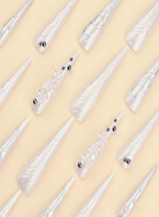 QQPPOLIU 3D Press On Nails XXL Long Press On Nails with 3D Design Butterfly Nails XXL Glue On Nails - Image 3