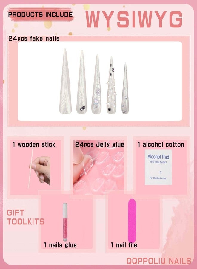 QQPPOLIU 3D Press On Nails XXL Long Press On Nails with 3D Design Butterfly Nails XXL Glue On Nails - Image 4