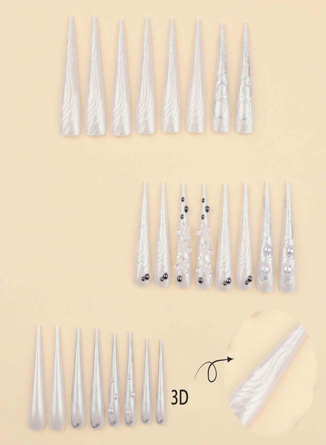 QQPPOLIU 3D Press On Nails XXL Long Press On Nails with 3D Design Butterfly Nails XXL Glue On Nails - Image 2