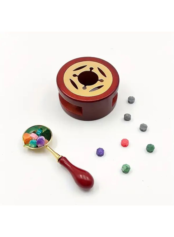Elegant Brown Wax Seal Kit with Wax Sealing Stove and Spoon for Christmas Cards Invitations Crafts - Image 4