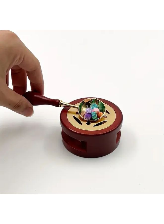 Elegant Brown Wax Seal Kit with Wax Sealing Stove and Spoon for Christmas Cards Invitations Crafts - Image 3