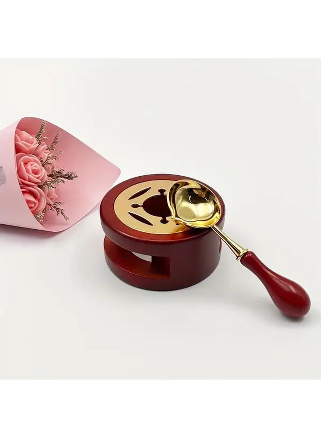 Elegant Brown Wax Seal Kit with Wax Sealing Stove and Spoon for Christmas Cards Invitations Crafts - Image 2