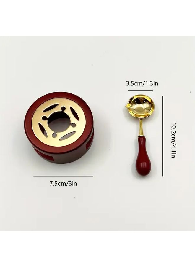 Elegant Brown Wax Seal Kit with Wax Sealing Stove and Spoon for Christmas Cards Invitations Crafts - Image 1