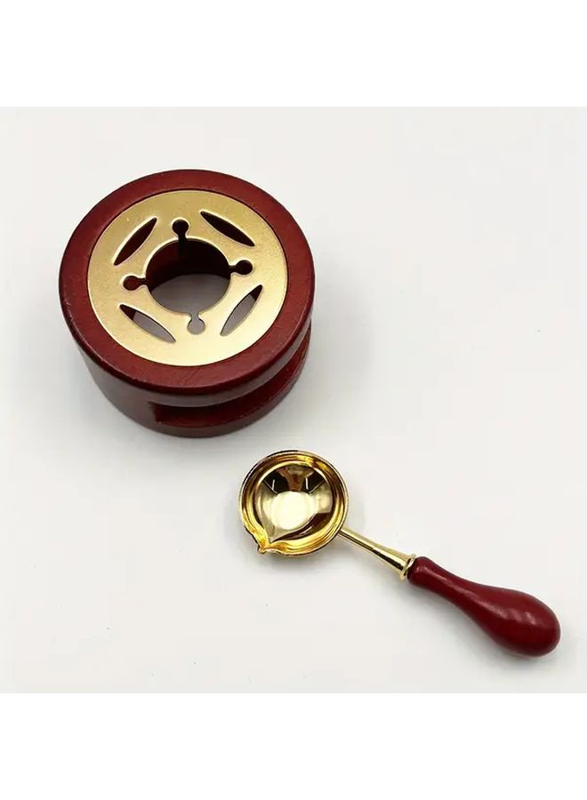 Elegant Brown Wax Seal Kit with Wax Sealing Stove and Spoon for Christmas Cards Invitations Crafts - Image 5