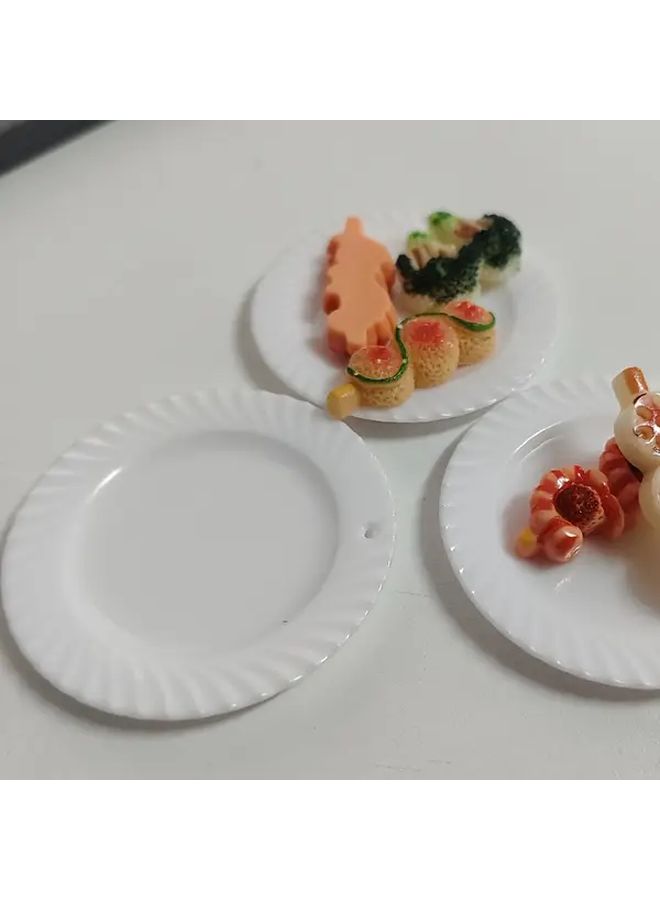 Three White Miniature Replica Dollhouse Dinner Plates for DIY - Image 1