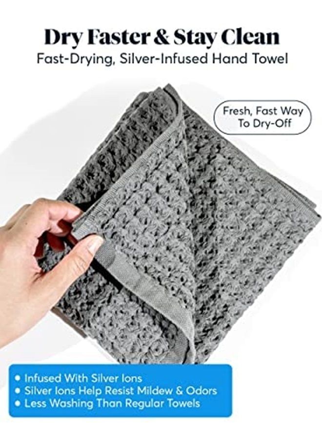 Silverthread Waffle Towel California - Grown Pima Cotton, Quick Drying, Ultra Soft, Lightweight and Absorbent - Waffle Weave Design - Luxury Towel (Hand, Grey) 16"x30"