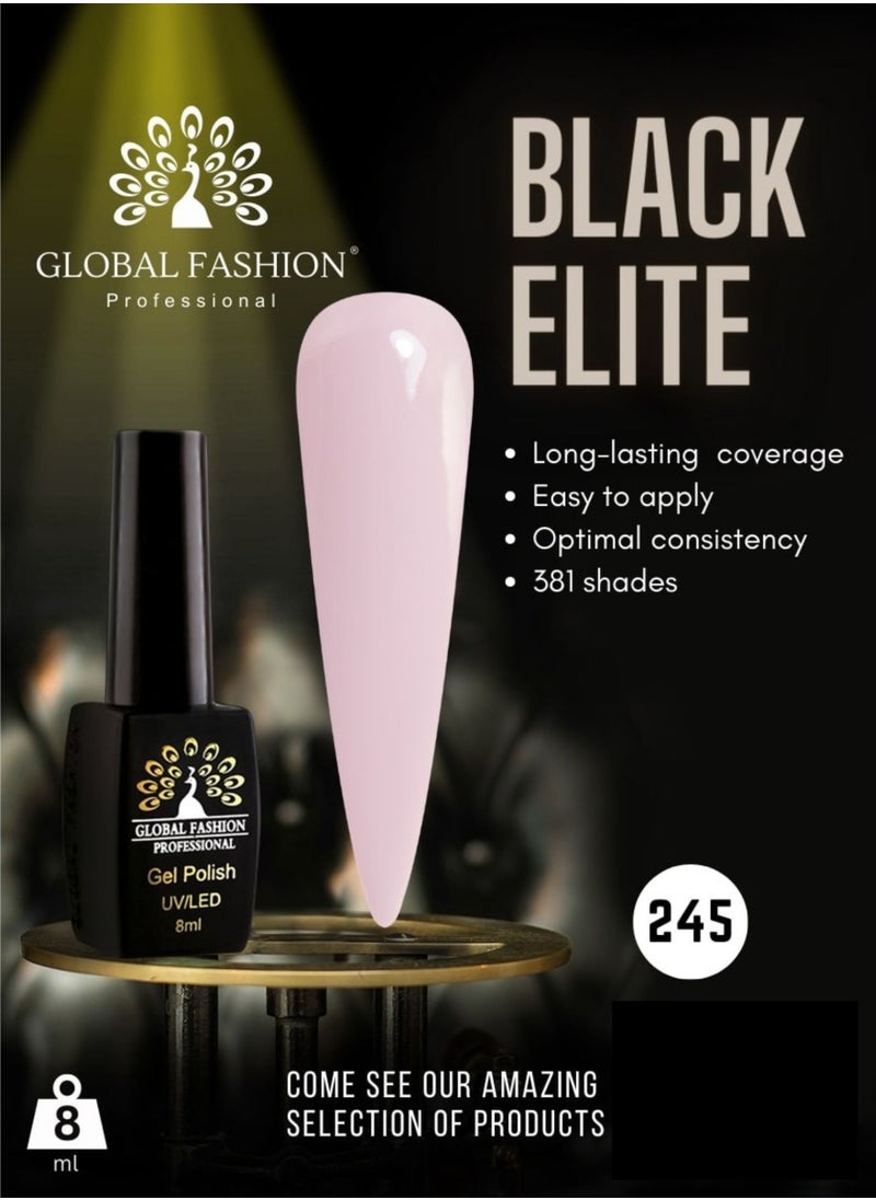 GLOBAL FASHION Global Fashion Black Elite Gel Polish | 132 Colors of Long-Lasting Elegance - 8ml | 245  - Image 2