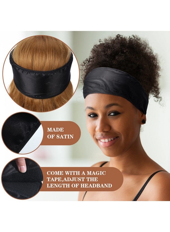 Hercicy 6 Packs Satin Spa Headband Silk Headband Adjustable Spa Hair Wrap Facial Headband Terry Cloth For Women Sleep Makeup Spa (Black) - Image 5