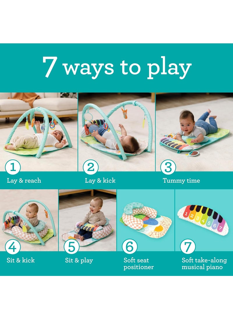 infantino Infantino Kick n Keys 7in1 Musical Piano Activity Gym with Seat Positioner  7 Play Modes Tummy Time  Hanging Toys for Infants  Toddlers 0M  - Image 2