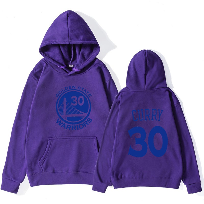 2021 cross-border NBA basketball sweater Warriors team 30 curry sports sweater mens trendy hoodie men Purple 