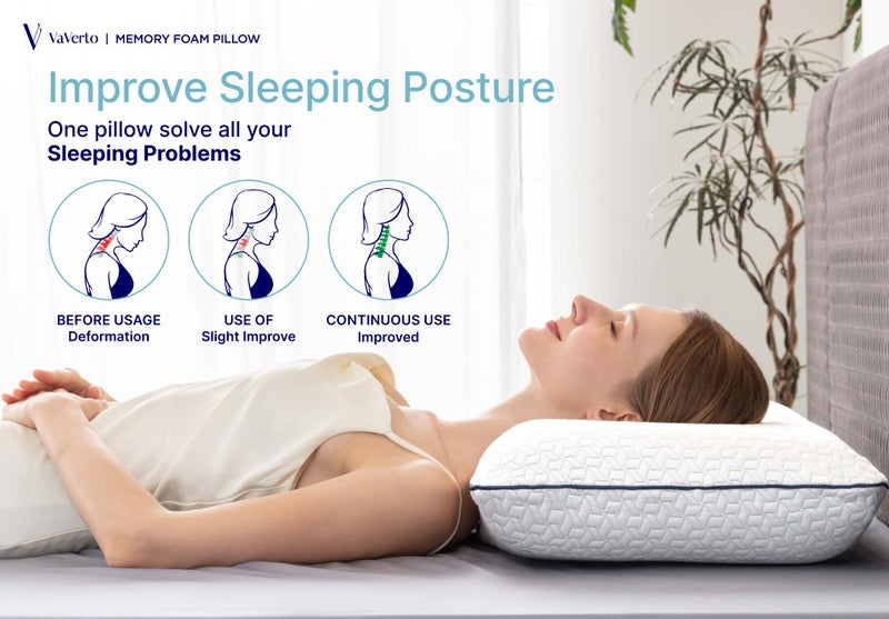 Vaverto Queen Memory Foam Pillow â€“ Cooling Gel-Infused Firm Support for Neck and Shoulder Pain Relief, Orthopedic Design with Removable Viscose Made from Bamboo Cover â€“ Premium Queen Size Bed Pillow - Image 4