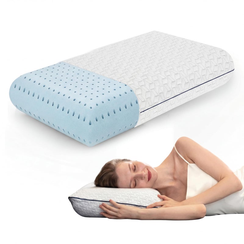 Vaverto Queen Memory Foam Pillow â€“ Cooling Gel-Infused Firm Support for Neck and Shoulder Pain Relief, Orthopedic Design with Removable Viscose Made from Bamboo Cover â€“ Premium Queen Size Bed Pillow - Image 1