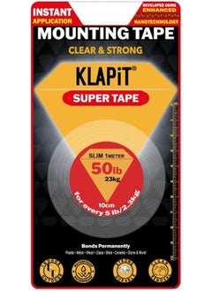 KLAPiT KLAPiT SUPER TAPE Waterproof Clear Nano Tape Holds 23kg 50 lbs Double Sided Heavy Duty Anti Slip Multipurpose Mounting – Home Decor, Kitchen, Bathroom Organizer, Carpet Tape multi surface – Slim 1M  - Image 1
