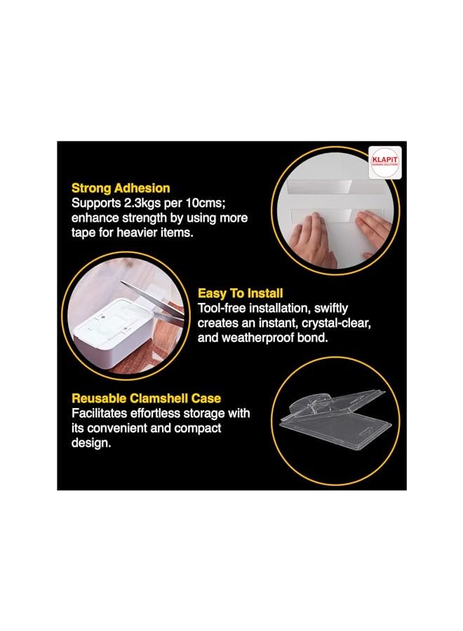 KLAPiT KLAPiT SUPER TAPE Waterproof Clear Nano Tape Holds 23kg 50 lbs Double Sided Heavy Duty Anti Slip Multipurpose Mounting – Home Decor, Kitchen, Bathroom Organizer, Carpet Tape multi surface – Slim 1M  - Image 5