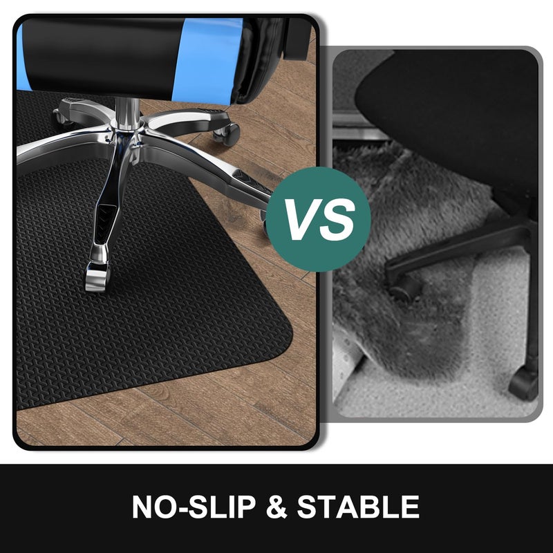FURKIT Office Chair Mat for Hard Floor, 50"x60" Large Computer Chair Mat, Unique Y-Shaped Pattern Floor Protector Rug for Rolling Chairs, Anti-Slip PVC Desk Floor Mat for Work, Home, Gaming - Image 3