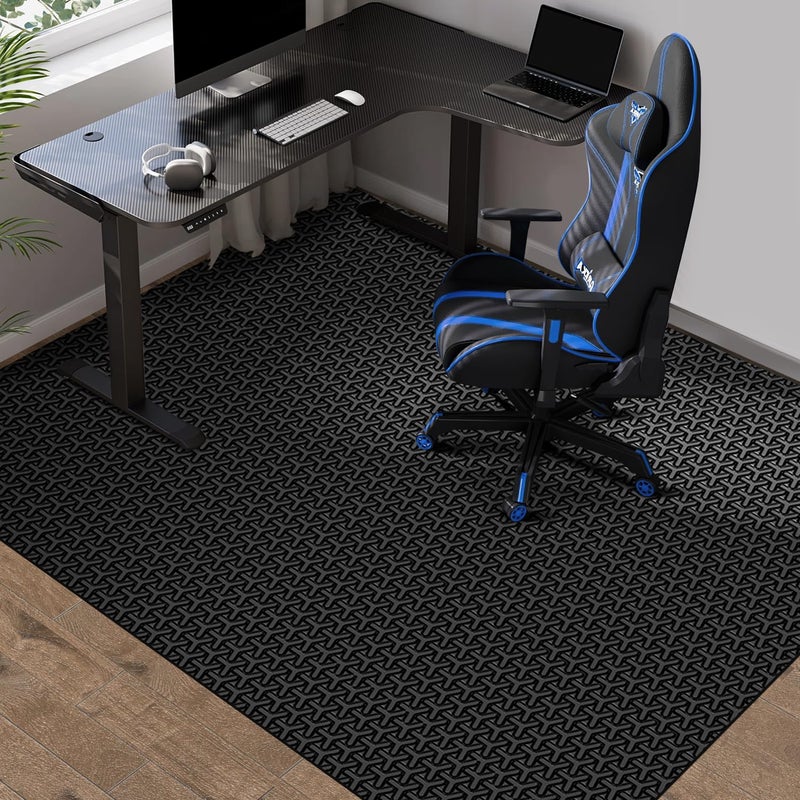 FURKIT Office Chair Mat for Hard Floor, 50"x60" Large Computer Chair Mat, Unique Y-Shaped Pattern Floor Protector Rug for Rolling Chairs, Anti-Slip PVC Desk Floor Mat for Work, Home, Gaming - Image 1