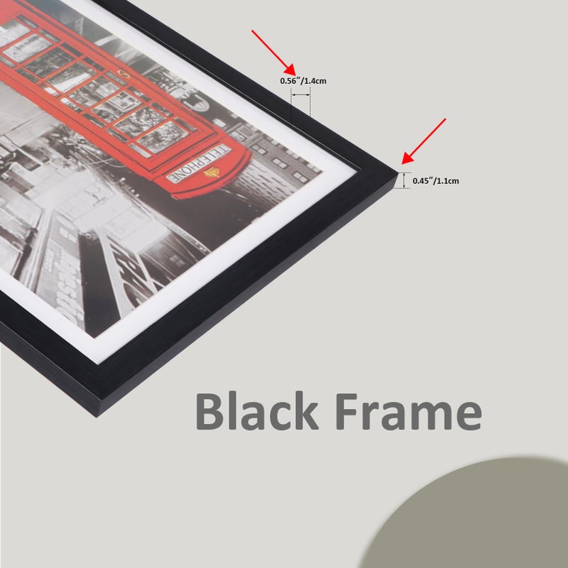 Lavezee 8x10 إطارات الصور السوداء مجموعة من 6 شاشة 8 × 10 صور مع حصيرة و 9x11 بدون حصيرة إطار صورة ملصقة للجدار أو الطاولة - Image 5