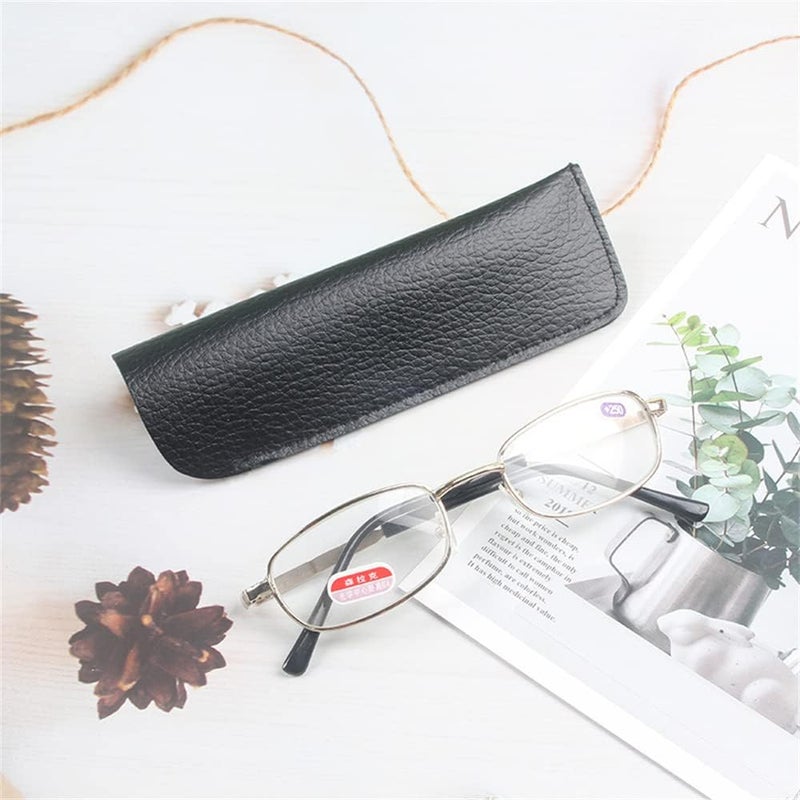 DIYOMR Set of 2 Compact Size Glasses Pouch Simple Eyeglass Bag, Soft Leather Sleeves Case for Lens Height Under 1.37 Inches - Image 3