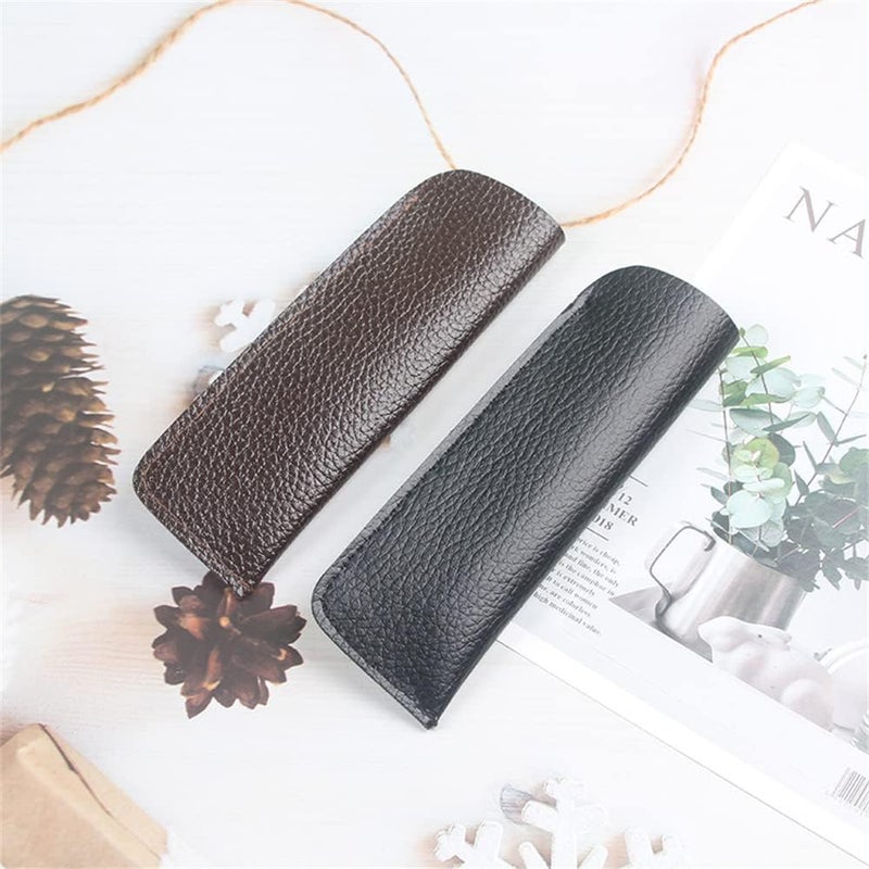 DIYOMR Set of 2 Compact Size Glasses Pouch Simple Eyeglass Bag, Soft Leather Sleeves Case for Lens Height Under 1.37 Inches - Image 2