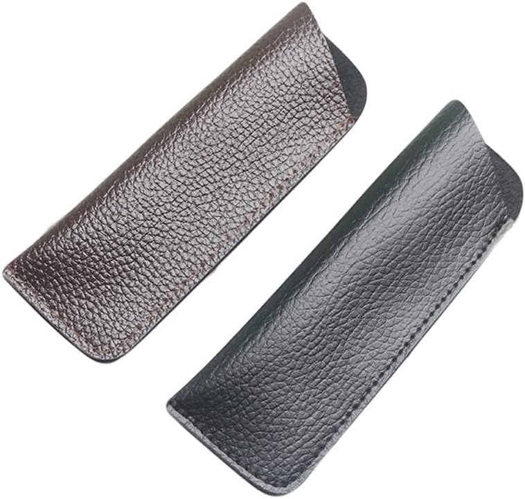 DIYOMR Set of 2 Compact Size Glasses Pouch Simple Eyeglass Bag, Soft Leather Sleeves Case for Lens Height Under 1.37 Inches - Image 1