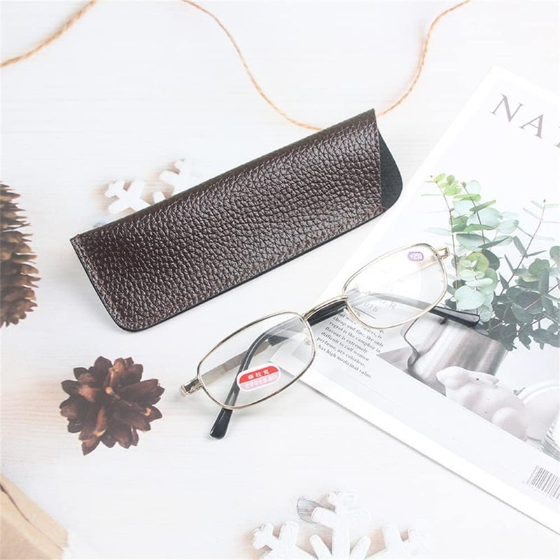 DIYOMR Set of 2 Compact Size Glasses Pouch Simple Eyeglass Bag, Soft Leather Sleeves Case for Lens Height Under 1.37 Inches - Image 4
